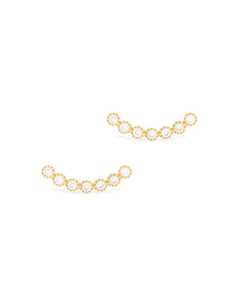 Dazzling Cubic Zirconia Curved Bar Studs in Sterling Silver